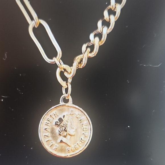 NEW Adornia Water Resistant Mixed Gold Chain Necklace with Coin Pendant - Picture 4 of 11